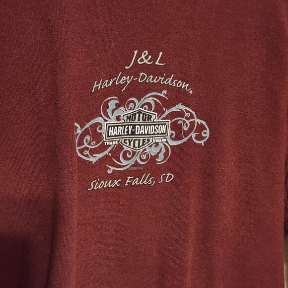 🦅 Harley-Davidson Maroon Scroll Wing Zip Hoodie S Sioux Falls 🦅 - Picture 5 of 6